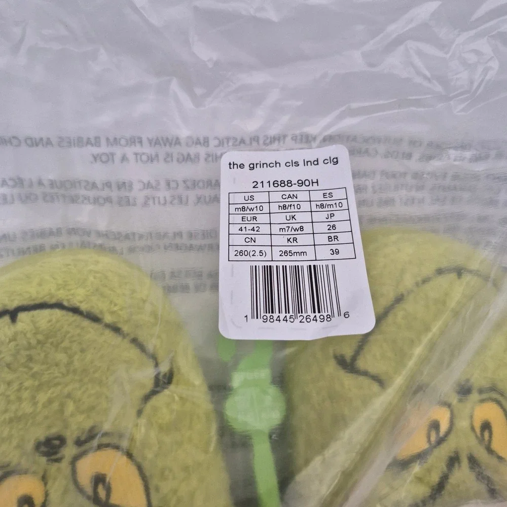 Crocs The Grinch Classic Lined Clogs Men's Size 8 Shoes Unisex Casual Green